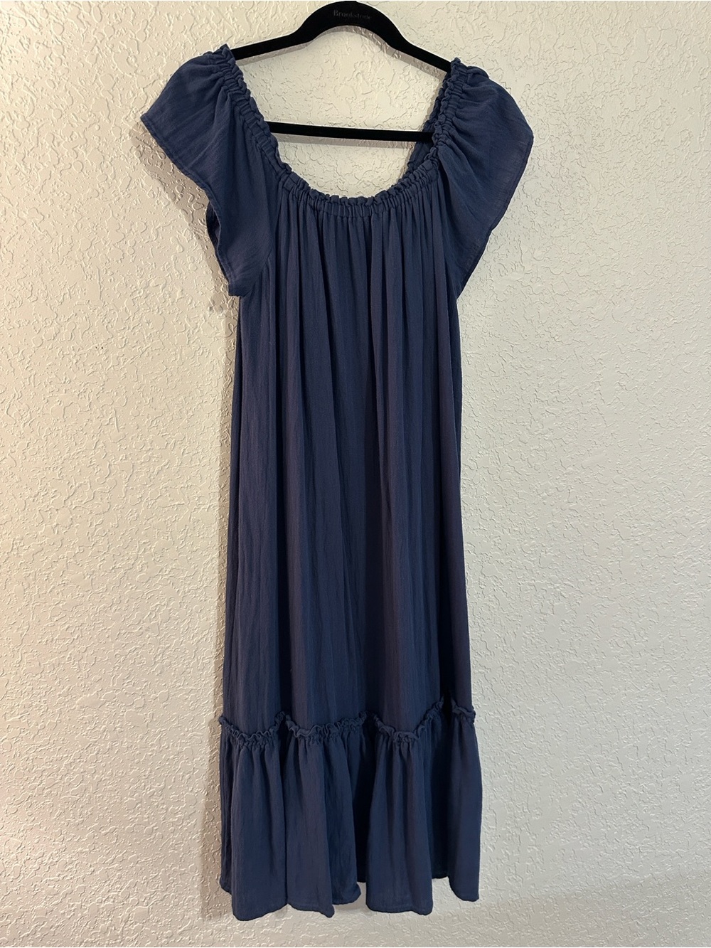 Millibon Navy Blue Peasant Midi Dress